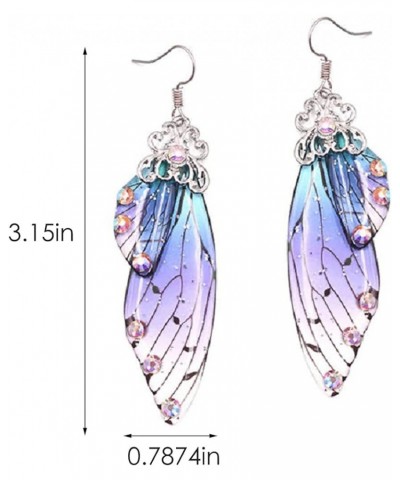 Colorful Long Thick Acrylic Insect Butterfly Wing Earrings Lightweight Cicada Dragonfly Wing Dangle Earrings for Women Girls ...