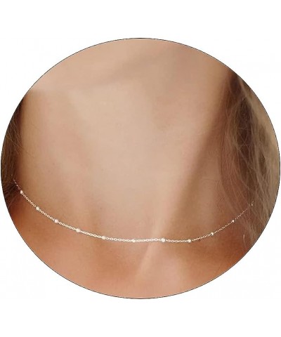 Silver Necklace for Women Dainty Silver Choker 14K Silver Plated Choker Minimalist JewelLery Gift for Women Girls Satelliet C...