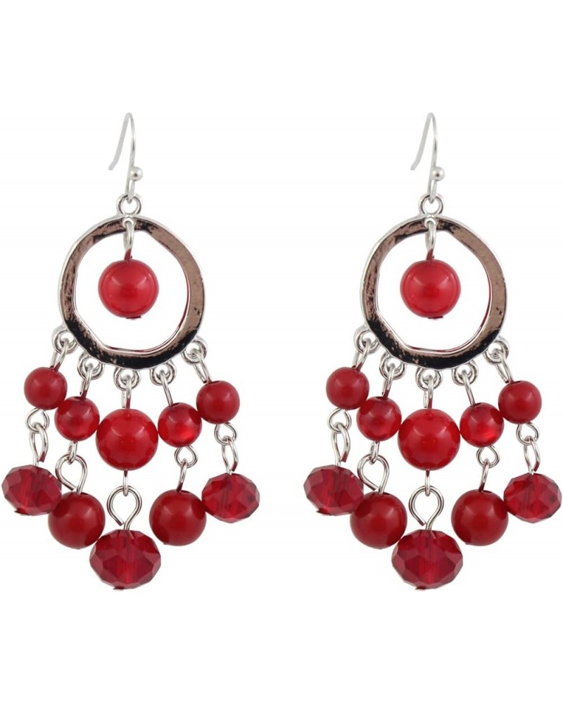 Beads Earrings for Women Dangling Cute Colorful Beaded Drop Earrings for Girl Gift Red $8.66 Earrings