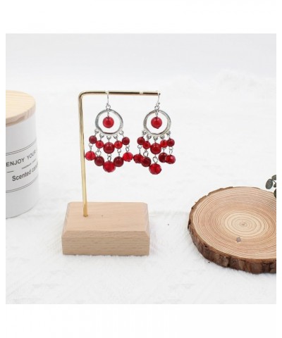 Beads Earrings for Women Dangling Cute Colorful Beaded Drop Earrings for Girl Gift Red $8.66 Earrings