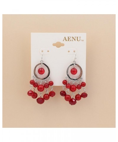 Beads Earrings for Women Dangling Cute Colorful Beaded Drop Earrings for Girl Gift Red $8.66 Earrings