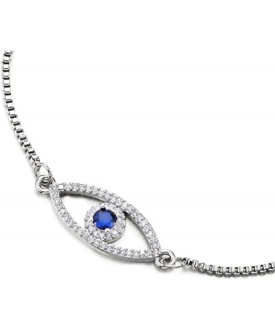 Womens Stainless Steel Chain Link Bracelet with Cubic Zirconia Protection Evil Eye, Adjustable Metal Color: Silver-02 $10.00 ...