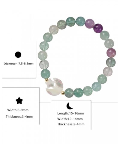 8mm Healing Crystal Bracelet Natural White Shell Star Moon Bead Stone Handmade Stretch Wrist Jewelry Spiritual Gift for Women...