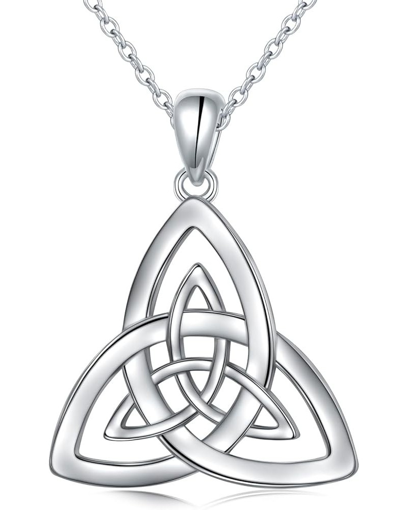 925 Sterling Silver Good Luck Irish Jewelry Celtic Knot Pendant Necklaces for Women Teen Girls Silver-Trinity Knot $12.80 Nec...