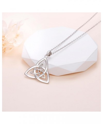 925 Sterling Silver Good Luck Irish Jewelry Celtic Knot Pendant Necklaces for Women Teen Girls Silver-Trinity Knot $12.80 Nec...