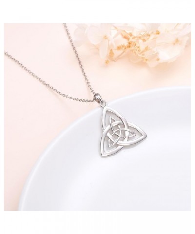 925 Sterling Silver Good Luck Irish Jewelry Celtic Knot Pendant Necklaces for Women Teen Girls Silver-Trinity Knot $12.80 Nec...