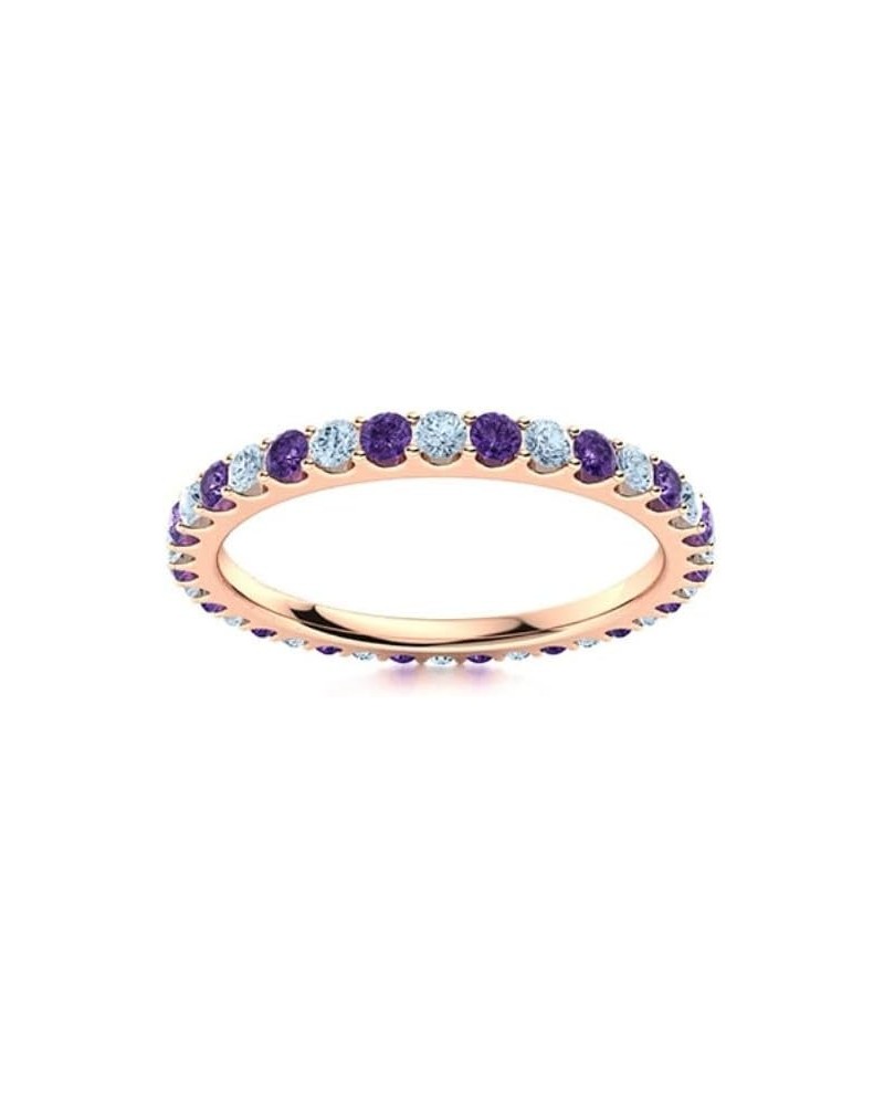 Brilliant-Cut Round 2.00mm Amethyst Aquamarine Full Eternity Band | Sterling Silver 925 | Ring For Women & Girls | Beautiful ...