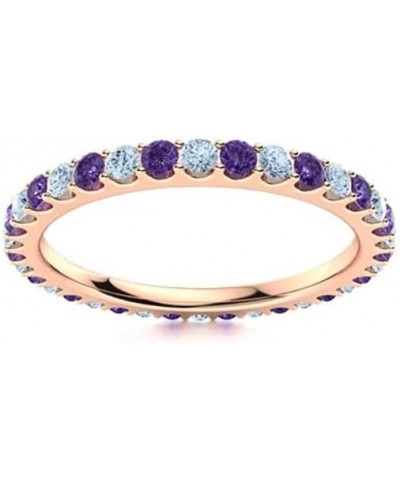 Brilliant-Cut Round 2.00mm Amethyst Aquamarine Full Eternity Band | Sterling Silver 925 | Ring For Women & Girls | Beautiful ...