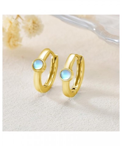 Moonstone Huggie Earrings 925 Sterling Silver Small Moonstone Earrings for Women Girls Gold $15.18 Earrings