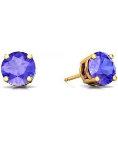 14k Yellow Gold Plated 4Ct Created Tanzanite And Aquamarine 2 Pair Round Stud Earrings $7.79 Earrings