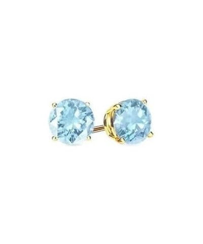 14k Yellow Gold Plated 4Ct Created Tanzanite And Aquamarine 2 Pair Round Stud Earrings $7.79 Earrings