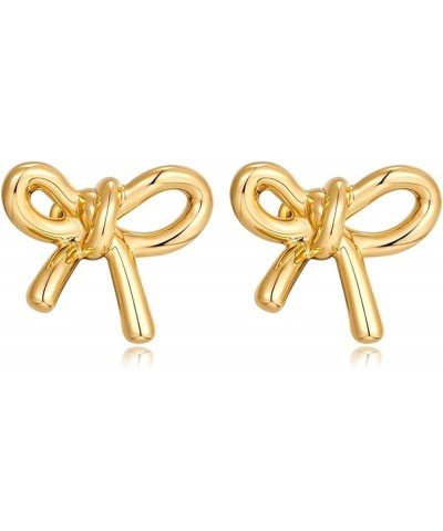 Gold Sliver Bow Earrings for Women Cute Ribbon Earrings Gold Silver Bow Knot Earring Bow Stud Earrings Birthday Party Jewelry...