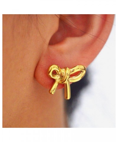 Gold Sliver Bow Earrings for Women Cute Ribbon Earrings Gold Silver Bow Knot Earring Bow Stud Earrings Birthday Party Jewelry...