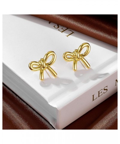 Gold Sliver Bow Earrings for Women Cute Ribbon Earrings Gold Silver Bow Knot Earring Bow Stud Earrings Birthday Party Jewelry...