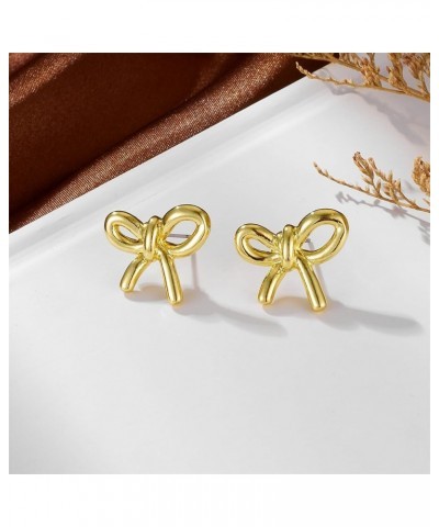 Gold Sliver Bow Earrings for Women Cute Ribbon Earrings Gold Silver Bow Knot Earring Bow Stud Earrings Birthday Party Jewelry...