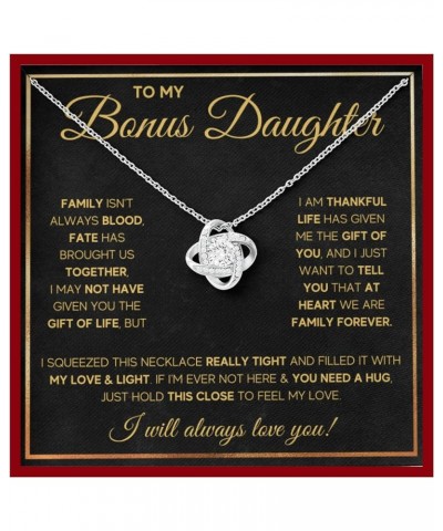 Bonus Daughter Necklace Birthday Graduation Christmas Gift with Message Card and LED Jewelry Box Gift Pendant for Step Daught...