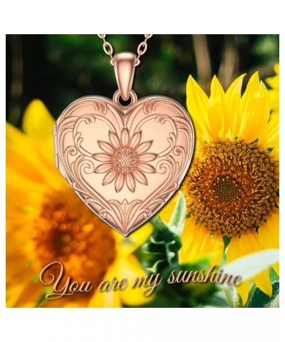 10K 14K 18K Solid Gold Heart Locket That Holds Pictures Personalized Sunflower/Starburst/Cross/Rose/Wings/Lotus/Butterfly/Tur...