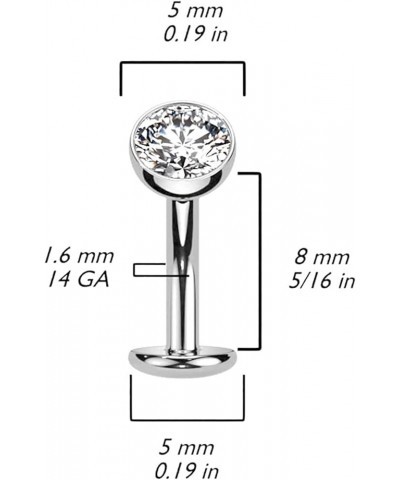 Titanium Threadless Convex Base Floating Belly Ring With Bezel Round CZ Top Clear $11.96 Body Jewelry