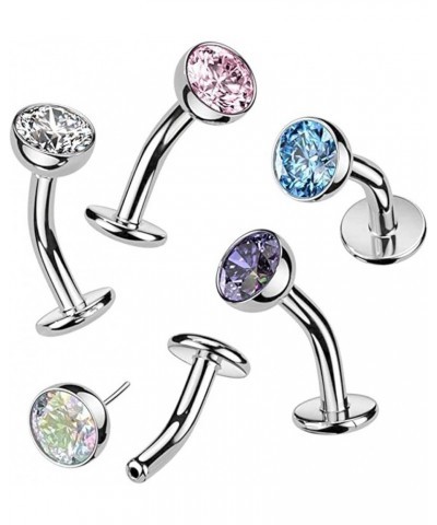 Titanium Threadless Convex Base Floating Belly Ring With Bezel Round CZ Top Clear $11.96 Body Jewelry