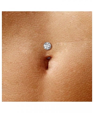 Titanium Threadless Convex Base Floating Belly Ring With Bezel Round CZ Top Clear $11.96 Body Jewelry