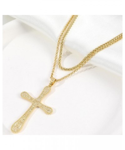 Cross Necklace for Women Girls, 14K Gold Plated Dainty Crucifix Necklace CZ Faith Gold Cross Pendant Necklaces, Diamond Cross...