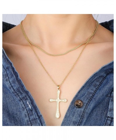 Cross Necklace for Women Girls, 14K Gold Plated Dainty Crucifix Necklace CZ Faith Gold Cross Pendant Necklaces, Diamond Cross...