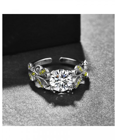 925 Sterling Silver Leaf Birthstone Rings Adjustable Open Ring for Women with Jewelry Box Size 7-9 Style 4-08. August $14.96 ...