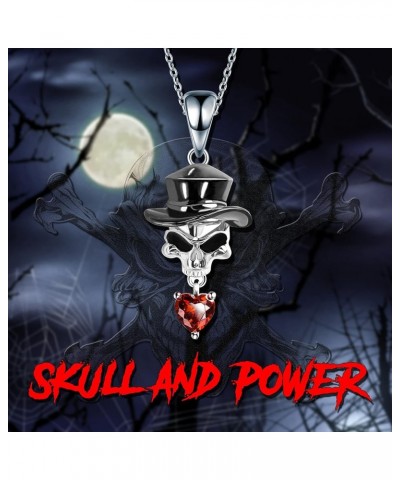 S925 Sterling Silver Necklace Punk Skull Pendant Necklace Jewelry Halloween Decoration for women B- Skull Hat Necklace $11.21...