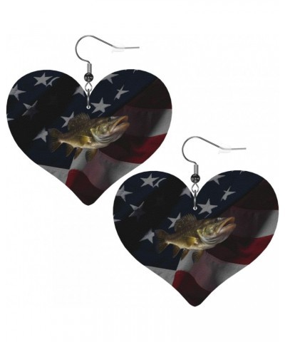 Walleye Fish Earings For Women Leather Heart Ladies Dangle $10.75 Earrings