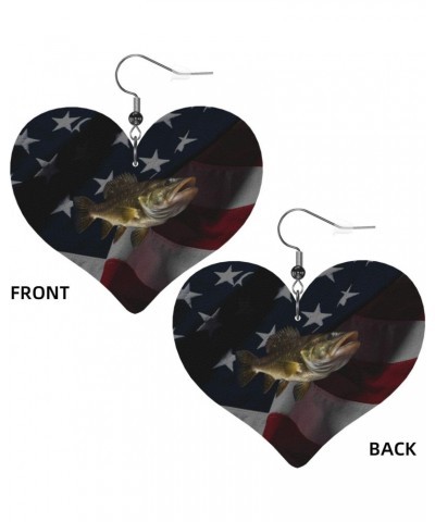 Walleye Fish Earings For Women Leather Heart Ladies Dangle $10.75 Earrings