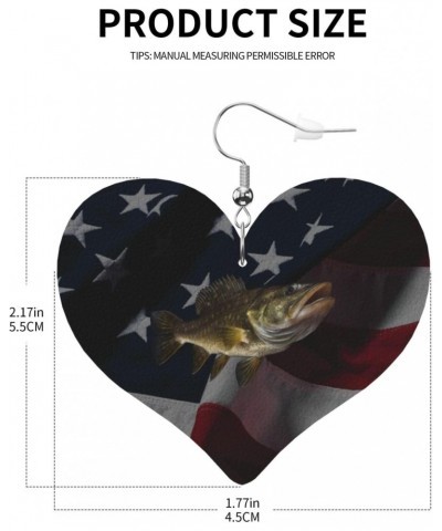 Walleye Fish Earings For Women Leather Heart Ladies Dangle $10.75 Earrings