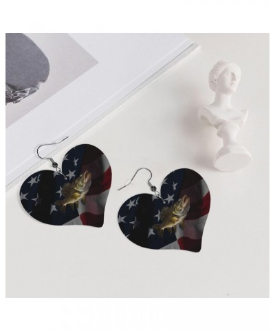 Walleye Fish Earings For Women Leather Heart Ladies Dangle $10.75 Earrings