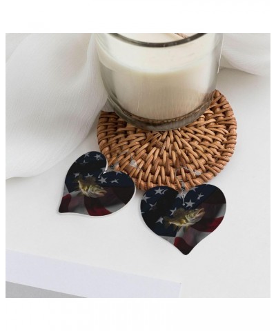 Walleye Fish Earings For Women Leather Heart Ladies Dangle $10.75 Earrings