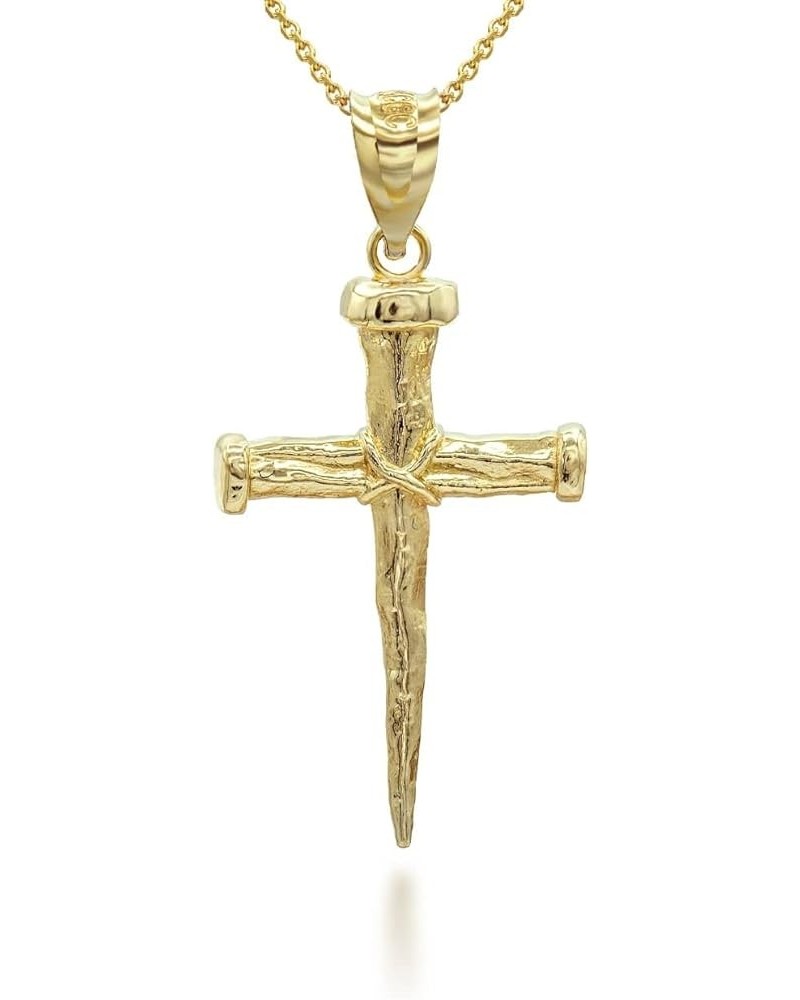 14K Yellow, White, or Rose Gold Nail Cross Christian Faith Pendant Necklace - Choice of Colors 14K Yellow Gold 22.0 Inches $1...