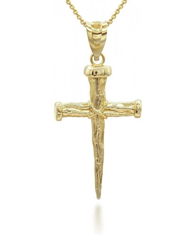 14K Yellow, White, or Rose Gold Nail Cross Christian Faith Pendant Necklace - Choice of Colors 14K Yellow Gold 22.0 Inches $1...