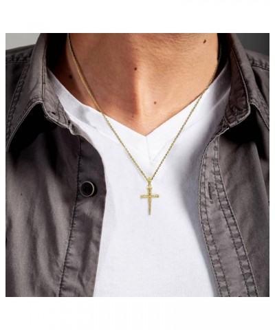 14K Yellow, White, or Rose Gold Nail Cross Christian Faith Pendant Necklace - Choice of Colors 14K Yellow Gold 22.0 Inches $1...