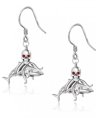 925 Sterling Silver Skull Shark Earrings For Women 3 Skull Shark Earrings $20.51 Earrings