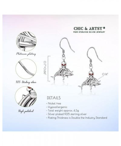 925 Sterling Silver Skull Shark Earrings For Women 3 Skull Shark Earrings $20.51 Earrings