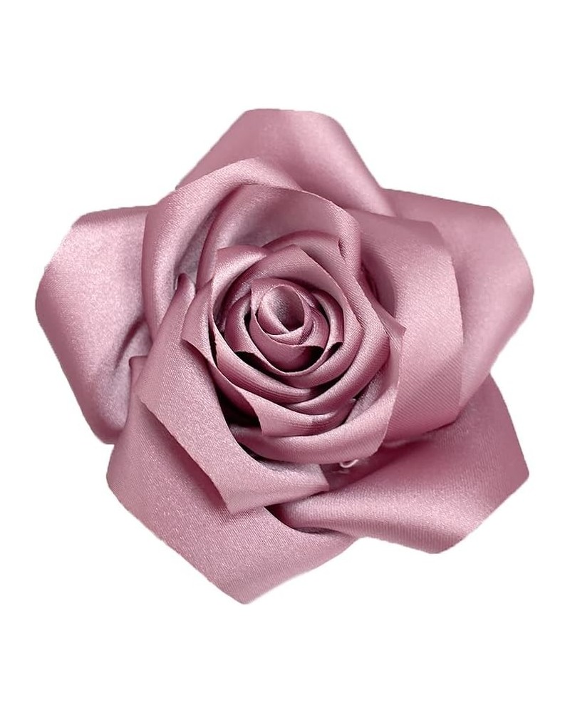 Dainty Satin Rose Flower Large Brooch Lapel Pins Delicate Elegant Handmade Fabric Flower Brooches Pin Classic for Wedding Par...