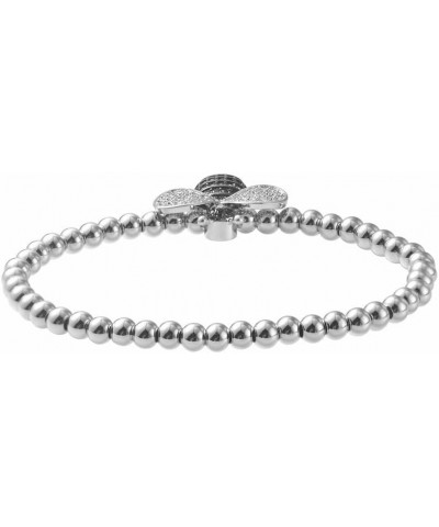 Women's CZ Honey Bee Charm Bead Stretchable Ball Chain Bangle Bracelet Silver $13.80 Bracelets