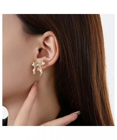 Bow Earrings for Women Trendy, Hypoallergenic Small Cute Statement Ribbon Stud Earrings for Women Teen Girls Gold/Sliver gold...