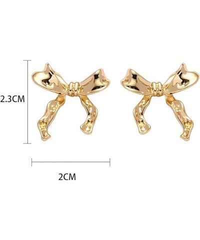 Bow Earrings for Women Trendy, Hypoallergenic Small Cute Statement Ribbon Stud Earrings for Women Teen Girls Gold/Sliver gold...