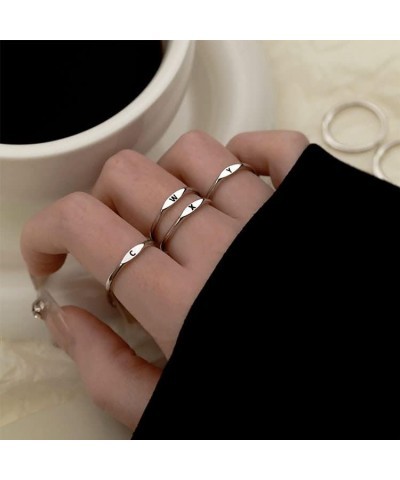 Thin Stacking Initial Rings for Women Stackable Plain Letter Ring for Teen Girls Silver Capital Letter Band Ring Open Adjusta...