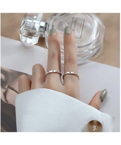 Thin Stacking Initial Rings for Women Stackable Plain Letter Ring for Teen Girls Silver Capital Letter Band Ring Open Adjusta...