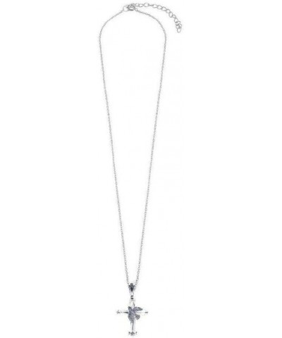 Sterling Silver Necklace w/CZ Stones Cross Dove Pendant $9.66 Necklaces