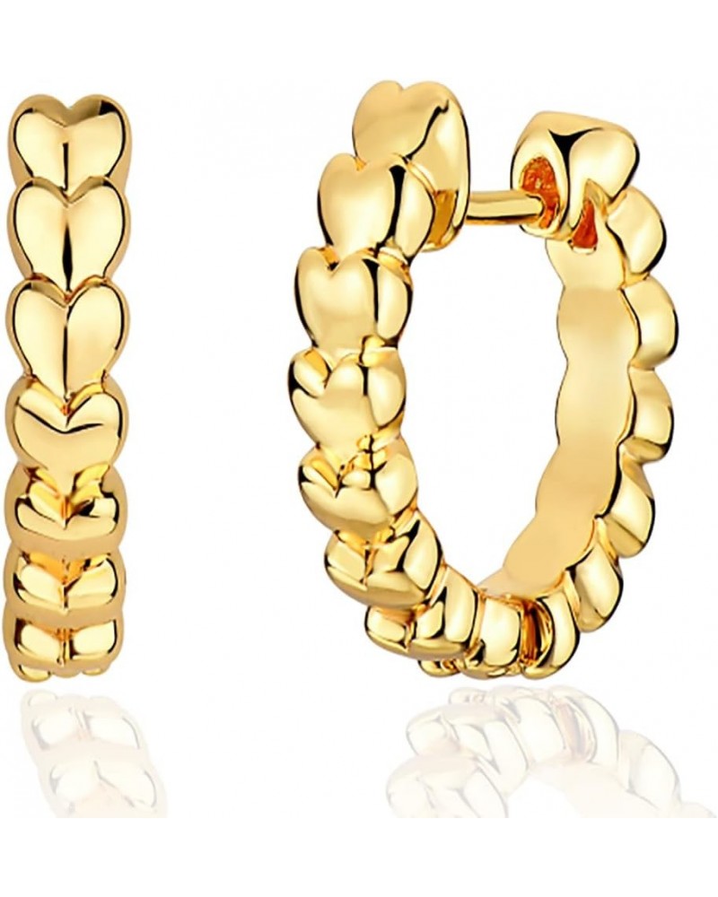 18K Gold Plated Huggie Earrings with Shining Cubic Zriconia Geometry Beads Star Hoop Earrings for Women Hearts GD $11.36 Earr...