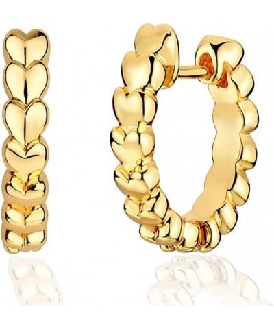 18K Gold Plated Huggie Earrings with Shining Cubic Zriconia Geometry Beads Star Hoop Earrings for Women Hearts GD $11.36 Earr...