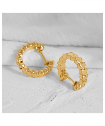 18K Gold Plated Huggie Earrings with Shining Cubic Zriconia Geometry Beads Star Hoop Earrings for Women Hearts GD $11.36 Earr...