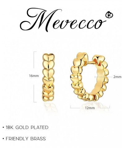 18K Gold Plated Huggie Earrings with Shining Cubic Zriconia Geometry Beads Star Hoop Earrings for Women Hearts GD $11.36 Earr...