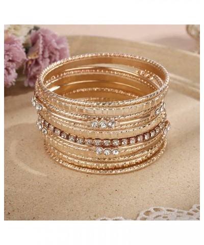 13pcs Boho Silver Bracelet Set for Women Girls Crystal Beads Stackable Bangle Hand Chain Punk Jewelry for Party Gold $9.17 Br...